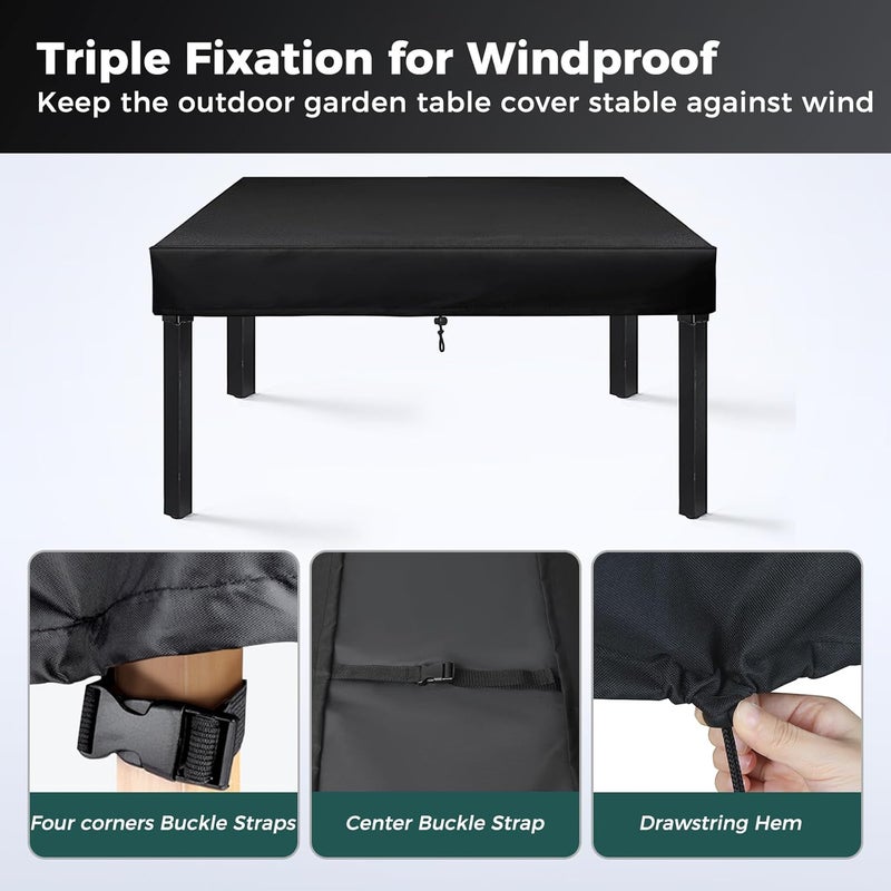 SUNICO Outdoor Round Dining Table Cover 60" Dia, Patio Table Cover Round for Patio Circle Coffee Table & Dining Table & Picnic Table.Windproof, Waterproof, Stain-Resistant, Durable Table Cover - Image 3